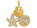 FJC Finejewelers 14k Two-tone Gold Bright Cut Scallop Starfish Sand Dollar Clustertwo-co Charm