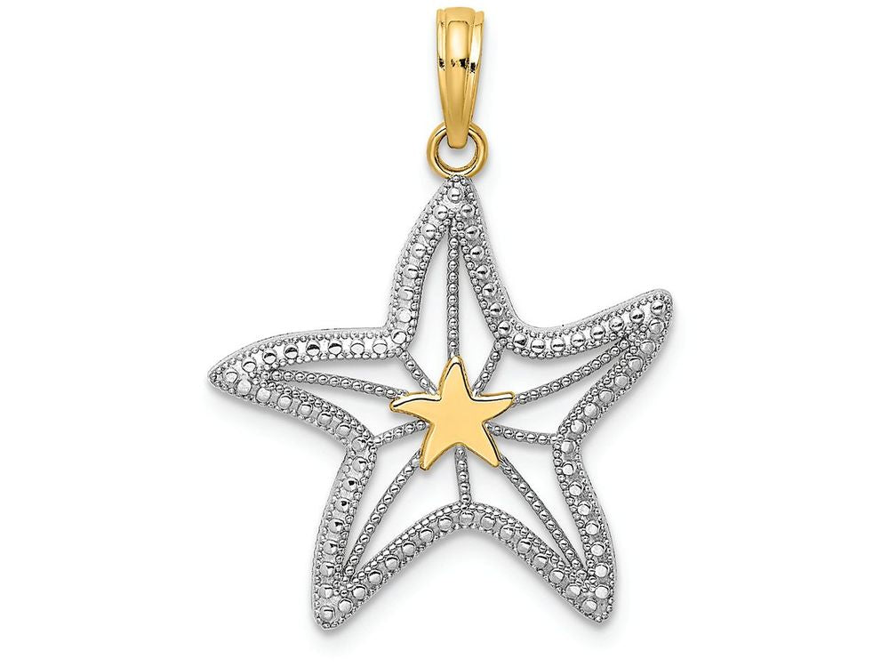 FJC Finejewelers 14k Two-tone Gold Small Starfish Star Center Charm