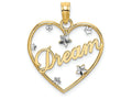 FJC Finejewelers 14k Two-tone Gold Dream In Heart Frame with Floating Bright Cut Star Accents Charm