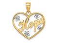 FJC Finejewelers 14k Yellow Gold with with Rhodium Hope In Heart Frame with Floating Flower Accents Charm