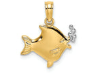 FJC Finejewelers 14k Two-tone Gold Fish Blowing White Bubbles Polish Charm