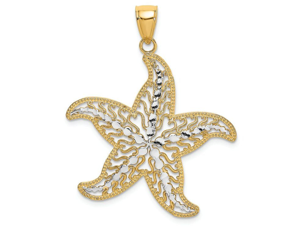 FJC Finejewelers 14k Two-tone Gold Starfish Centercut-out Filigree Charm