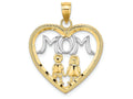 FJC Finejewelers 14k Yellow Gold with Rhodium Heart with 2 Kids White Mom Inside Charm