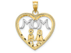 FJC Finejewelers 14k Yellow Gold with Rhodium Heart with 2 Kids White Mom Inside Charm