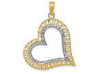 FJC Finejewelers 14k Two-tone Gold Large Tilted Heartbright Cut Charm