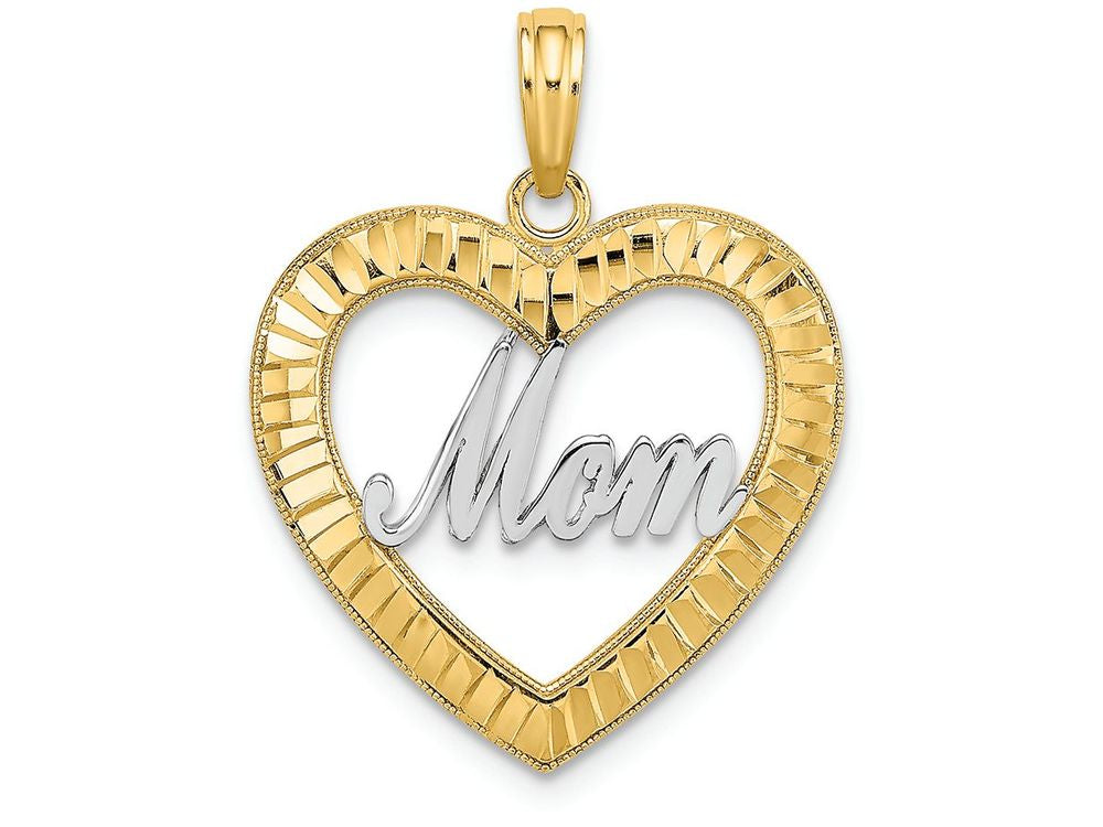 FJC Finejewelers 14k Two-tone Gold Bright Cut Heart Frame Mom Inside Charm