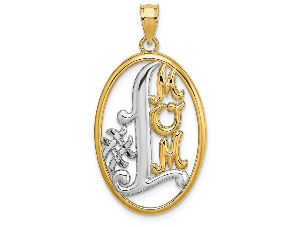 FJC Finejewelers 14k Yellow Gold with Rhodium #1 Mom In Oval Framediagonal Charm