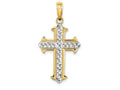 FJC Finejewelers 14k Yellow Gold with with Rhodium Cross Bright Cut Center Yellow Outline Arrow Tips Charm