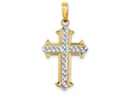 FJC Finejewelers 14k Yellow Gold with with Rhodium Cross Bright Cut Center Yellow Outline Arrow Tips Charm