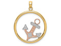 FJC Finejewelers 14k Two-tone Gold Beaded Anchor In Round Frametri-color Charm