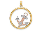 FJC Finejewelers 14k Two-tone Gold Beaded Anchor In Round Frametri-color Charm