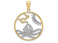 FJC Finejewelers 14k Two-tone Gold Sun Sailboat Water Seagulls In Round Frametwo-color Charm