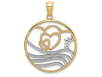 FJC Finejewelers 14k Two-tone Gold Sun Hearts Water In Round Frametwo-color Charm