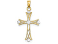 FJC Finejewelers 14k Yellow Gold with with Rhodium Cross Round Accent Tips Charm