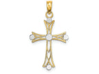 FJC Finejewelers 14k Yellow Gold with with Rhodium Cross Round Accent Tips Charm