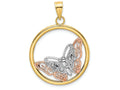 FJC Finejewelers 14k Two-tone Gold Butterfly In Round Frametri-color Charm