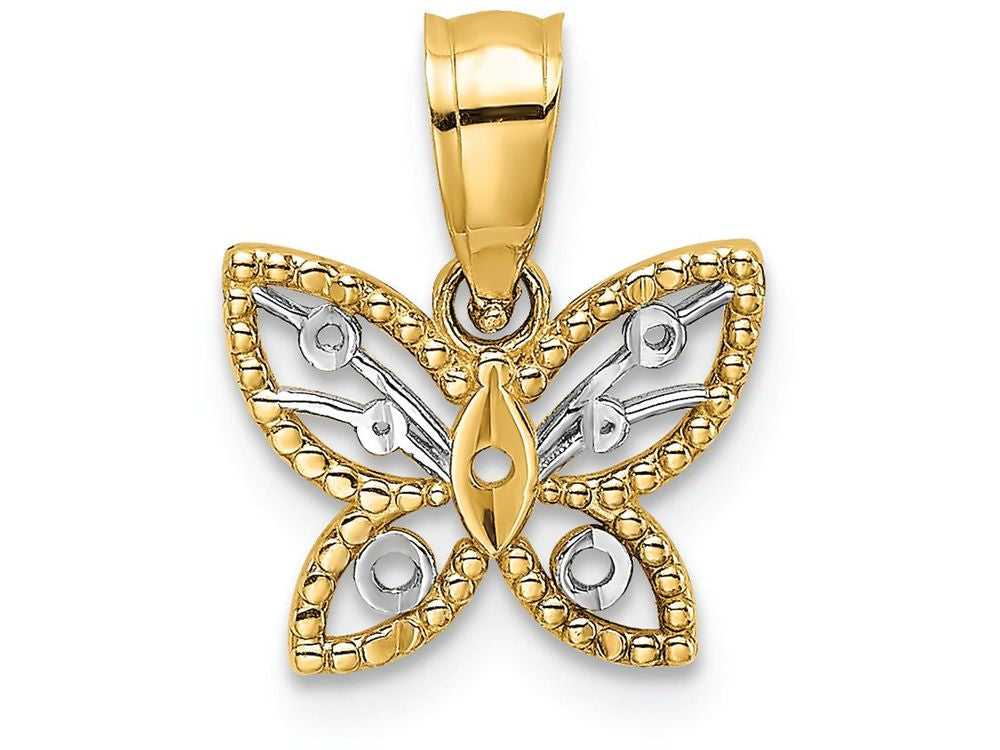 FJC Finejewelers 14k Two-tone Gold Mini Bright Cut Butterflytwo-color Charm