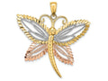 FJC Finejewelers 14k Two-tone Gold Large Dragonfly with Beaded Dc Wingstri-color Charm