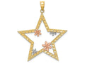 FJC Finejewelers 14k Two-tone Gold Star with Flowerstri-color Charm