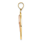 FJC Finejewelers 14k Two-tone Gold Bright Cut Pink Star Dangling Inside Round Frametri-color Charm
