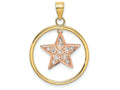 FJC Finejewelers 14k Two-tone Gold Bright Cut Pink Star Dangling Inside Round Frametri-color Charm