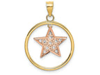 FJC Finejewelers 14k Two-tone Gold Bright Cut Pink Star Dangling Inside Round Frametri-color Charm