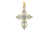 FJC Finejewelers 14k Yellow Gold with with Rhodium Cross Beaded Cross Center Charm
