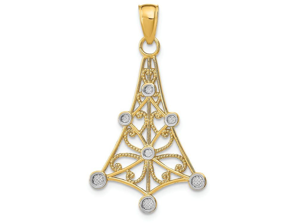 FJC Finejewelers 14k Two-tone Gold Chandellier Charm Round Accentstwo-color