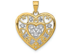 FJC Finejewelers 14k Two-tone Gold Heart Cut-out Filigree White Accent Charm