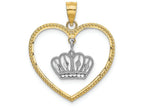 FJC Finejewelers 14k Two-tone Gold Beaded Heart Frame Crown Dangling Inside Charm