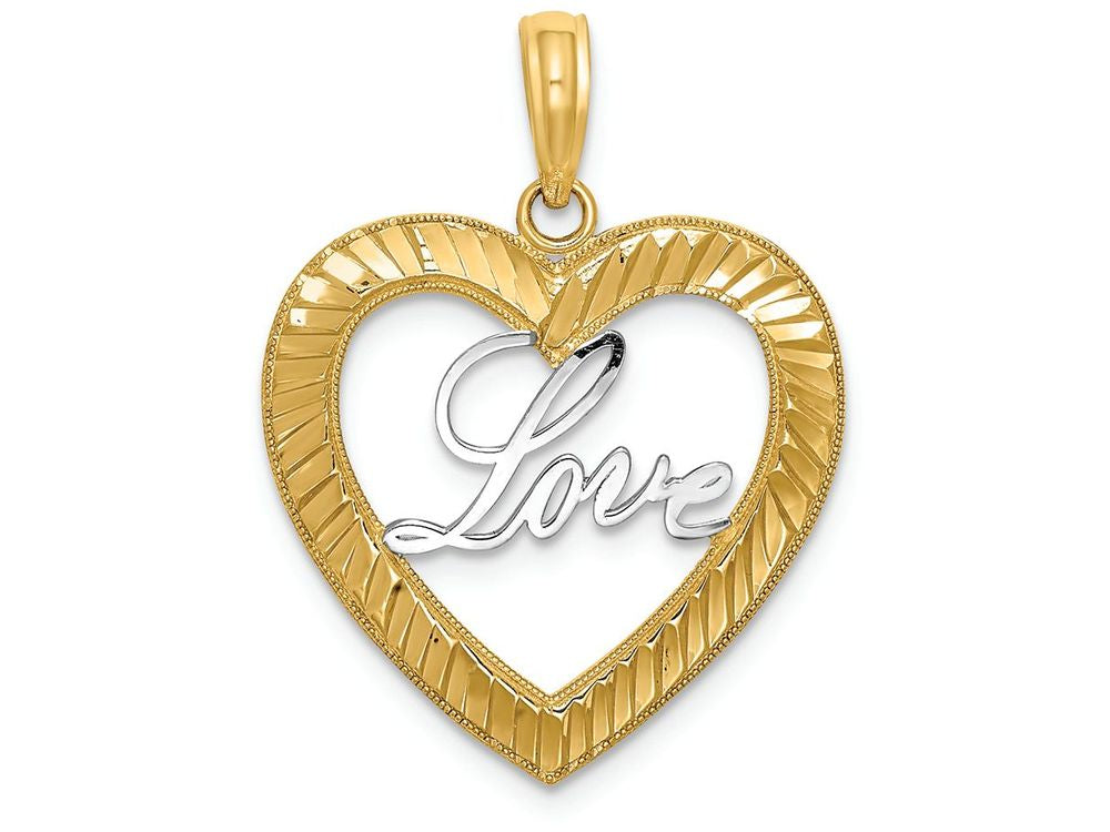 FJC Finejewelers 14k Two-tone Gold Bright Cut Heart Frame Love Inside Charm