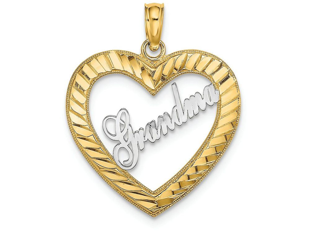 FJC Finejewelers 14k Two-tone Gold Bright Cut Heart Frame Grandma Inside Charm