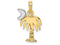 FJC Finejewelers 14k Yellow Gold with Rhodium Charleston Palm Tree Moon - Hp Charm