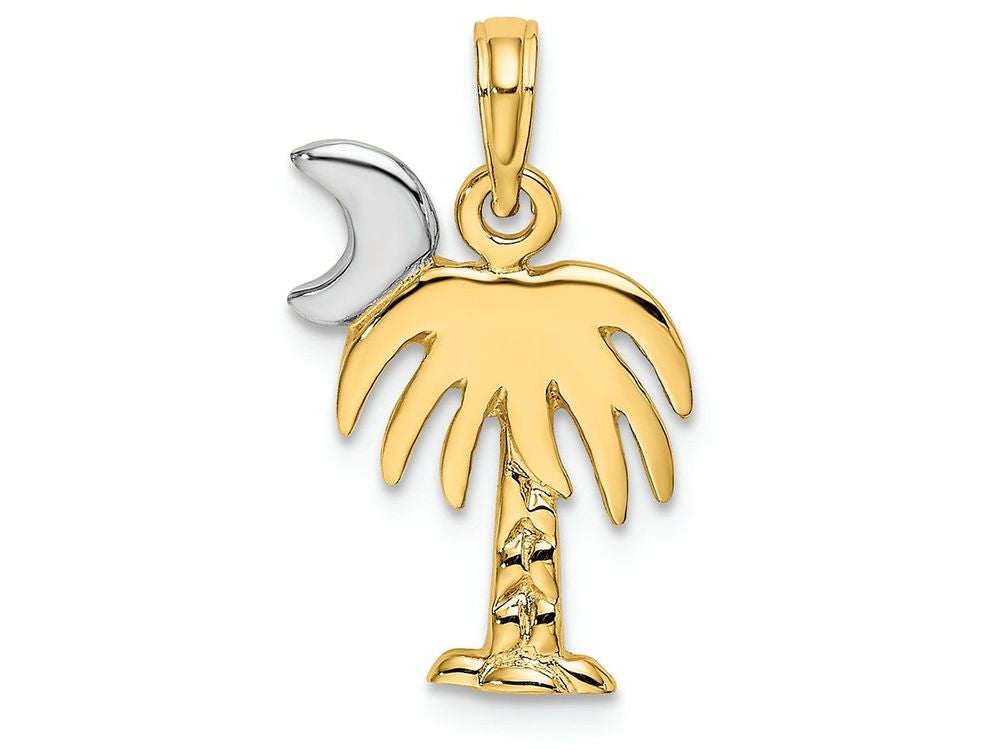 FJC Finejewelers 14k Yellow Gold with Rhodium Charleston Palm Tree Moon - Hp Charm
