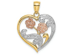 FJC Finejewelers 14k Two-tone Gold Heart with Flowers Swirlstri-color Charm