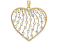 FJC Finejewelers 14k Two-tone Gold Beaded Heart with Cascading White Bright Cut Accentstwo-color Charm