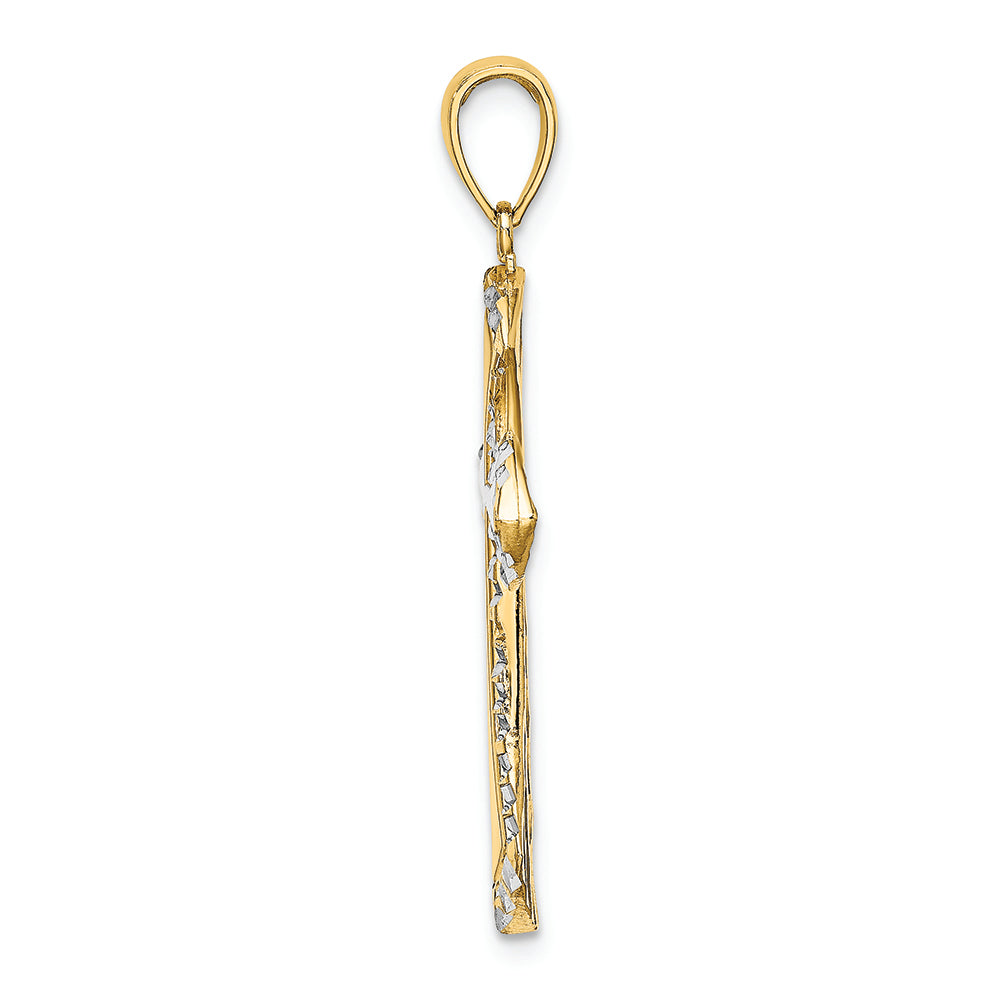 FJC Finejewelers 14k Yellow Gold with with Rhodium Bright Cut Reversible Cross Charm