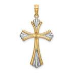 FJC Finejewelers Bright Cut Reversible Two-color Cross Fan Tip Charm