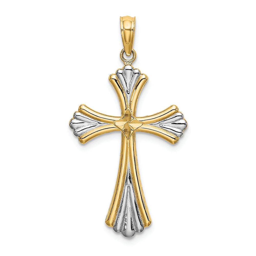 FJC Finejewelers Bright Cut Reversible Two-color Cross Fan Tip Charm