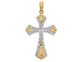 FJC Finejewelers Bright Cut Reversible Two-color Cross Fan Tip Charm