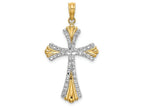 FJC Finejewelers Bright Cut Reversible Two-color Cross Fan Tip Charm
