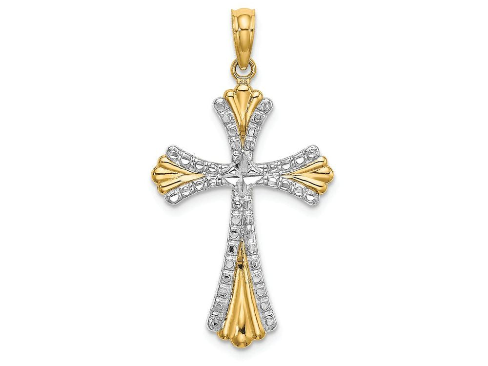 FJC Finejewelers Bright Cut Reversible Two-color Cross Fan Tip Charm