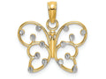 FJC Finejewelers 14k Two-tone Gold Butterfly Charm Bright Cut Accents