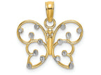 FJC Finejewelers 14k Two-tone Gold Butterfly Charm Bright Cut Accents