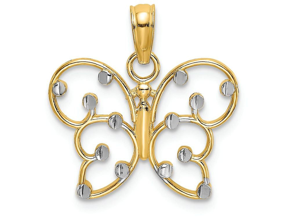 FJC Finejewelers 14k Two-tone Gold Butterfly Charm Bright Cut Accents