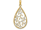 FJC Finejewelers 14k Two-tone Gold Teardrop with Beaded Filigree White Bright Cut Dots Charm