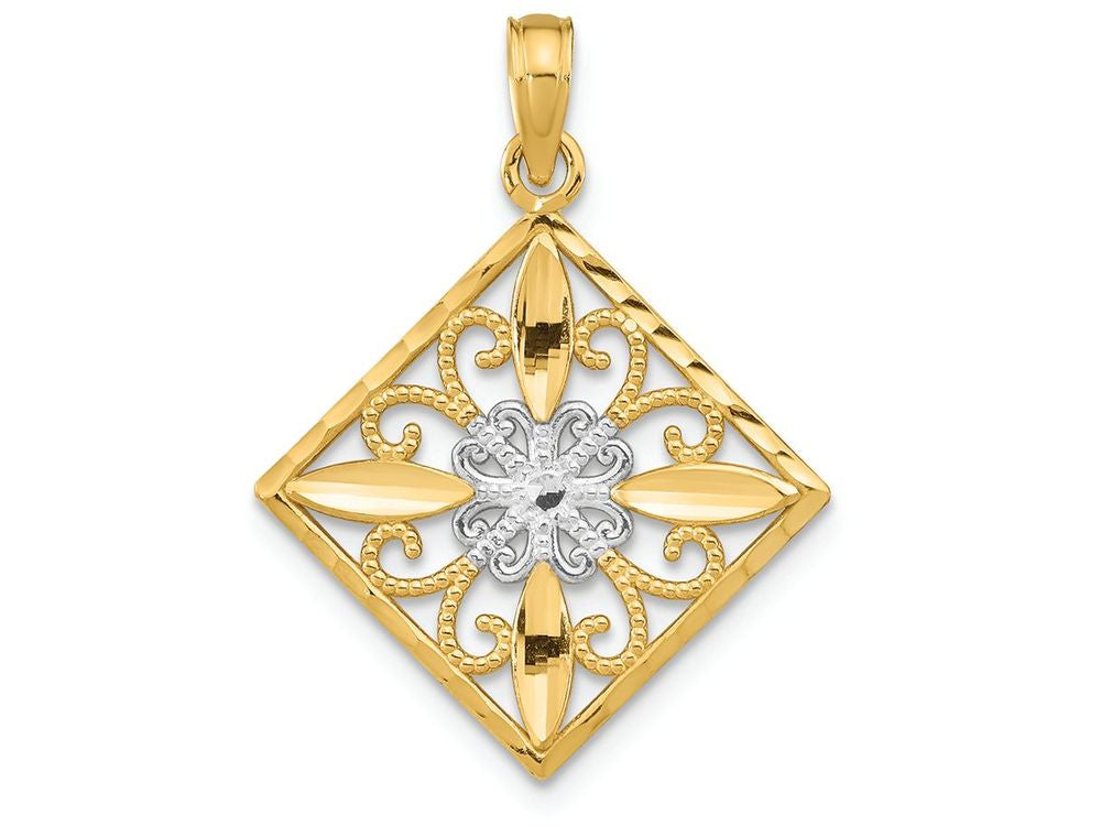 FJC Finejewelers Fashion Marquise with Flower Cross Center Two-color Charm