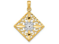 FJC Finejewelers Fashion Marquise with Flower Cross Center Two-color Charm