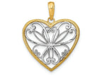 FJC Finejewelers 14k Two-tone Gold Heart Filigree Centertwo-color Charm