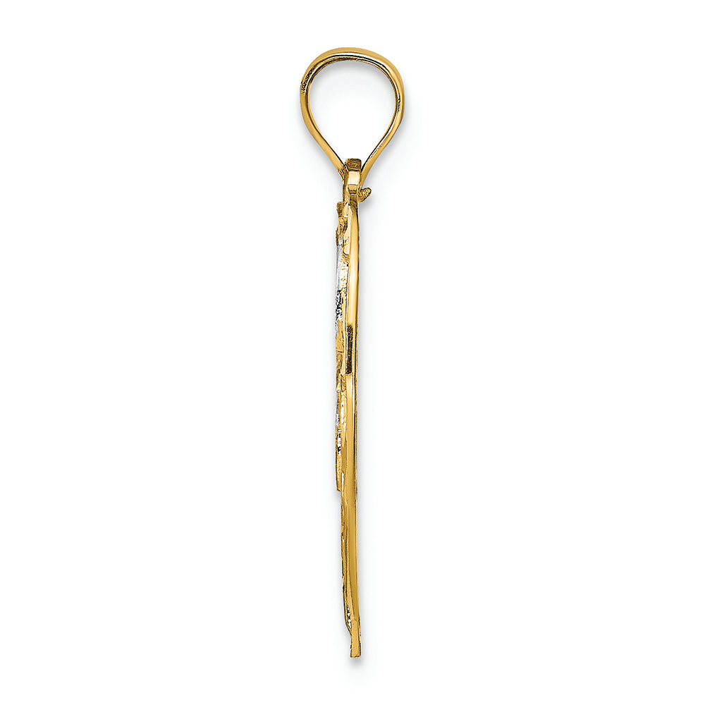 FJC Finejewelers 14k Two-tone Gold Round Frame with Filigree Center Charm Two-color